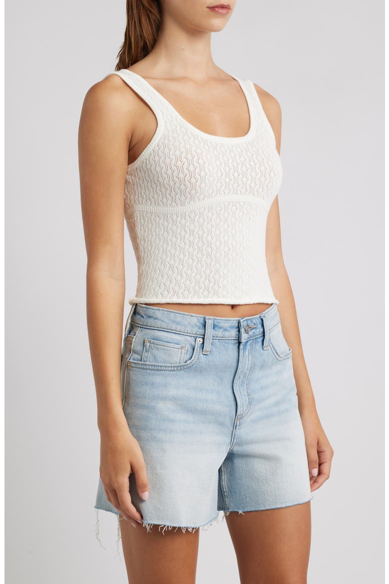 Keenan Pointelle Cotton Sweater Tank, Alternate, color, SAND