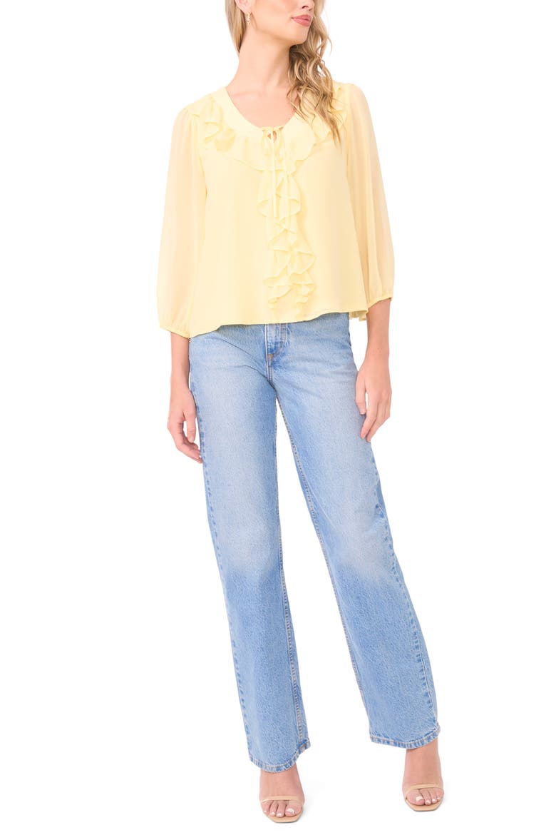 Ruffle Chiffon Top, Alternate, color, MELLOW YELLOW