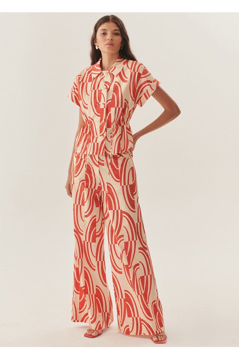 Jocelyn Cotton Shirt, Alternate, color, RED-BEIGE