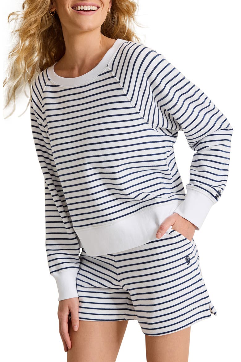 Marina Del Mar Stripe Sweatshirt, Alternate, color, COASTLINE