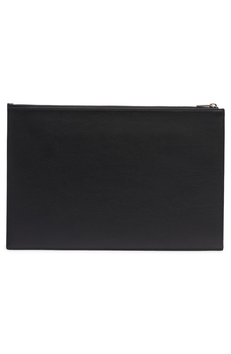 McQueen Large McQueen Leather Pouch, Alternate, color, Black/ Bone/ Silver