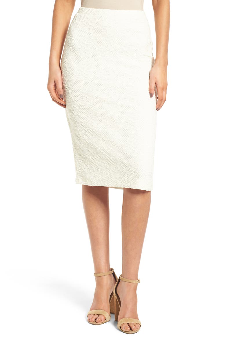 Jacquard Knit Pencil Skirt, Main, color, IVORY CLOUD