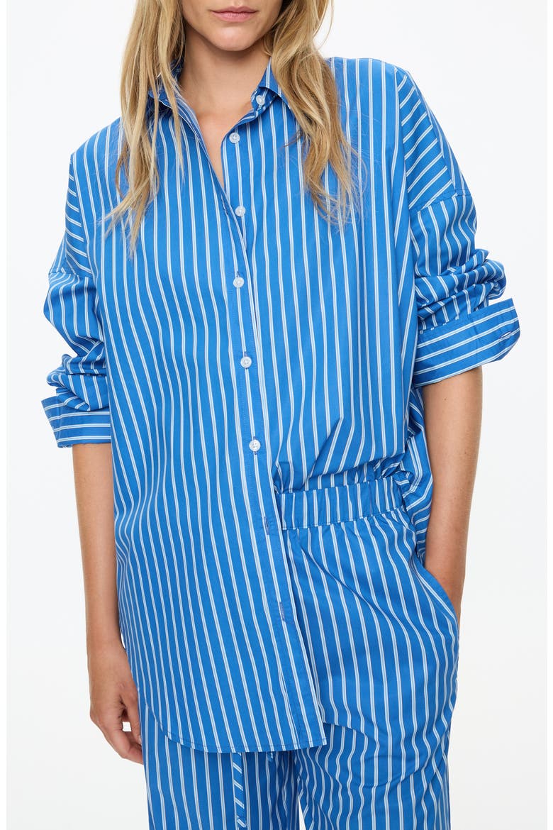 Mara Striped Long Sleeve Cotton Shirt, Main, color, INK BLUE/ SKY/ NAVY/ NATURAL