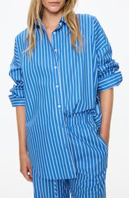 LMND Mara Striped Long Sleeve Cotton Shirt