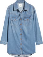 HIDDEN JEANS Oversize Long Sleeve Denim Shirtdress