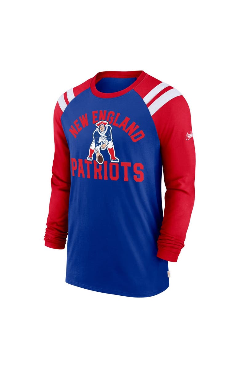 Nike Men's Nike Royal/Red New England Patriots Classic Arc Raglan Tri-Blend Long Sleeve T-Shirt, Alternate, color,