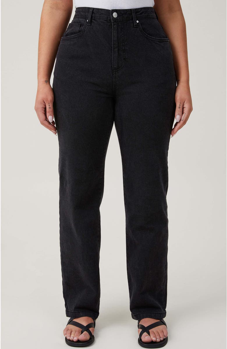 Cotton On Women's Curvy Stretch Straight Jean, Main, color, Graphite Black