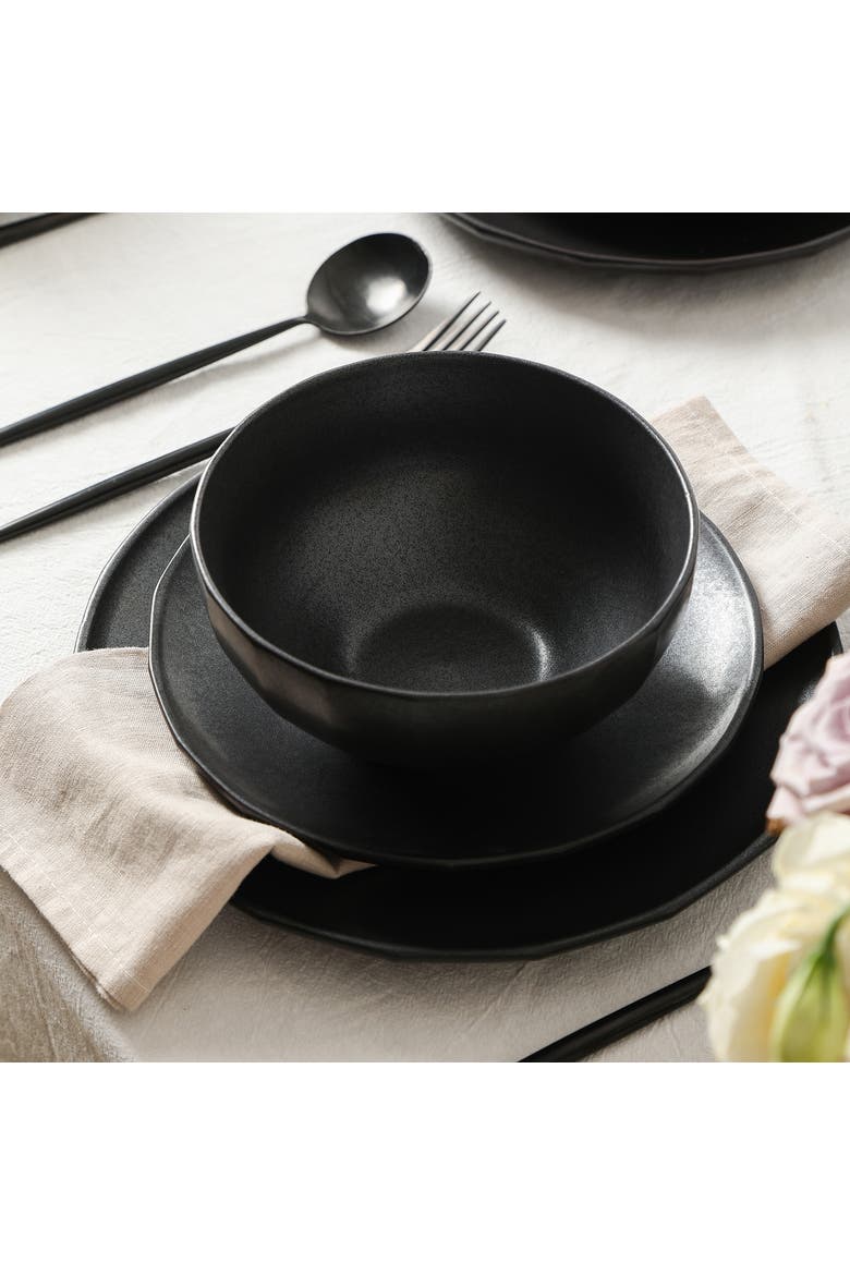 Rio Stoneware 12-Piece Dinnerware Set, Alternate, color, Black