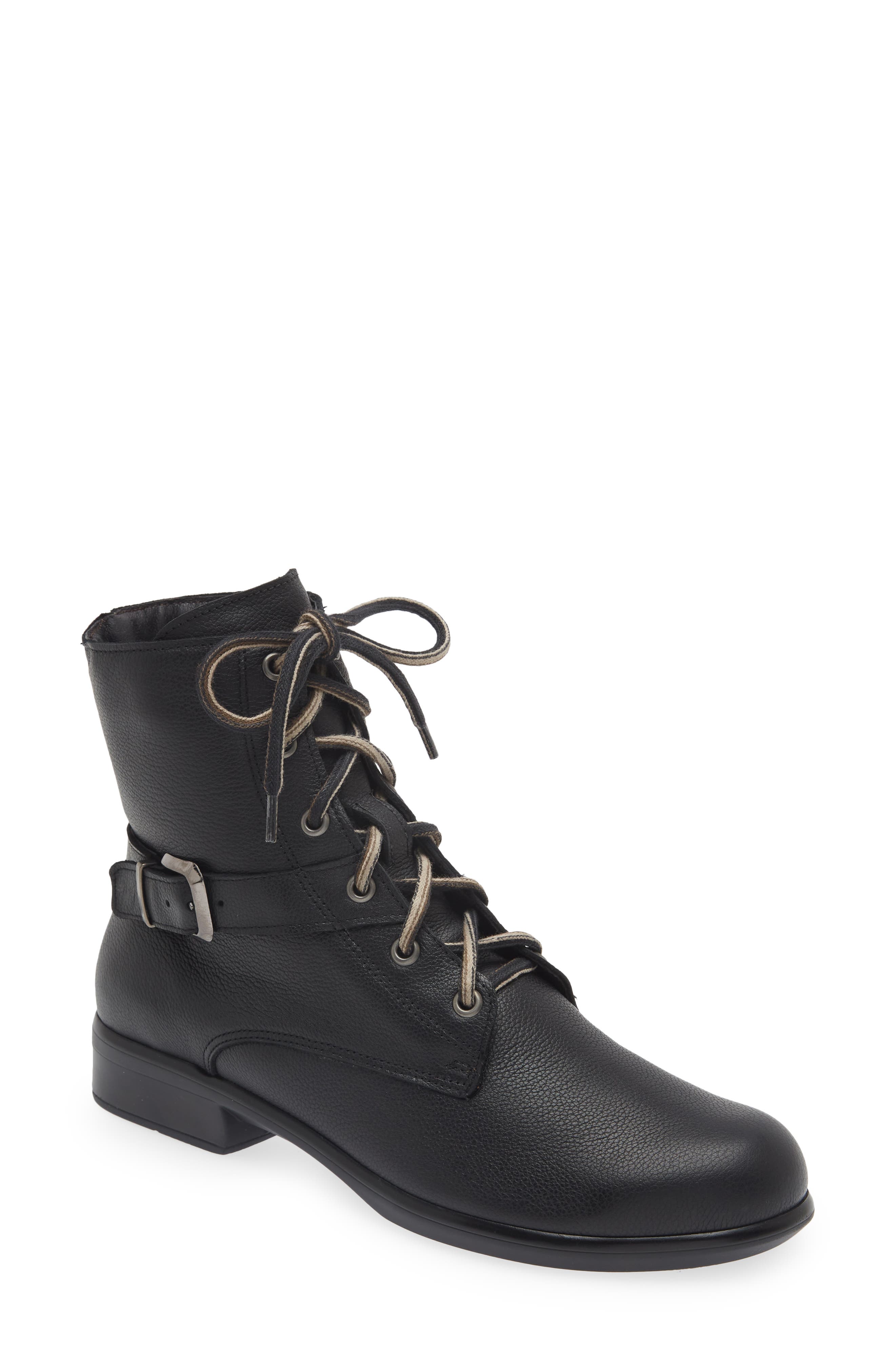 Naot Alize Zip Combat Boot, Main, color, Soft Black Leather