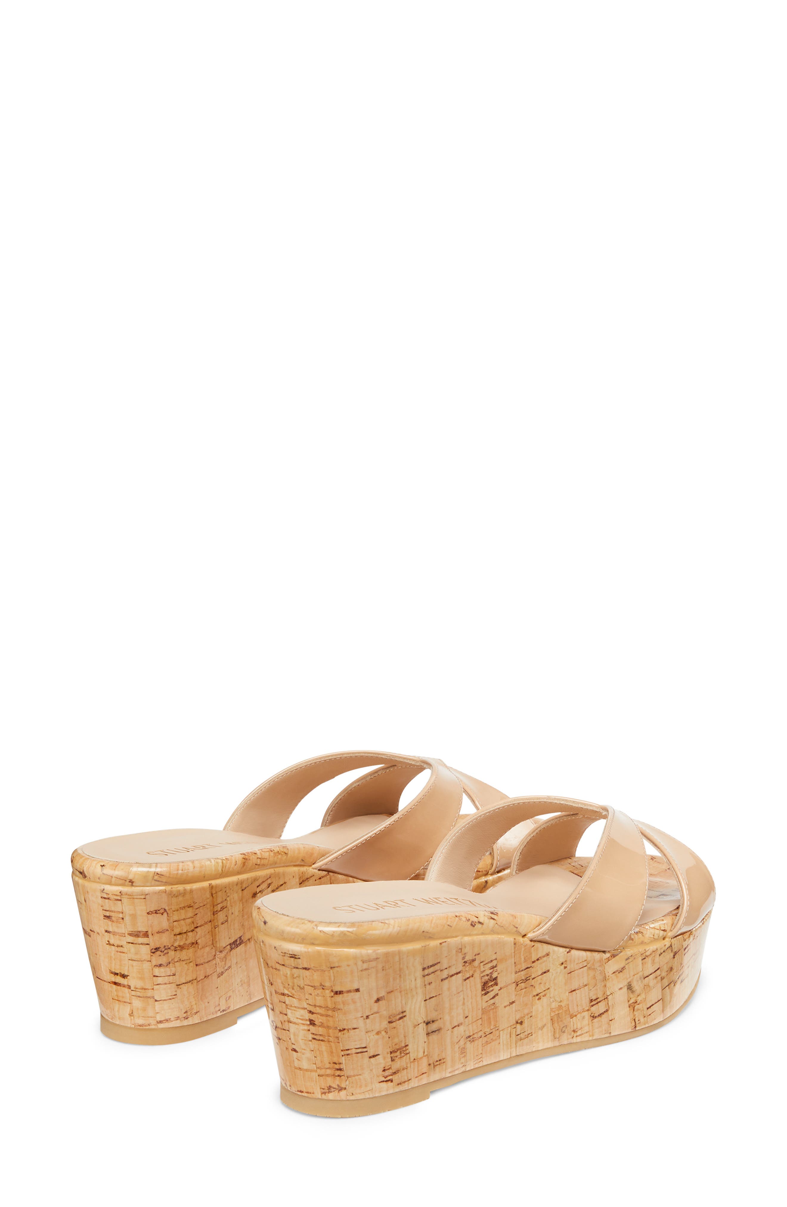 Stuart Weitzman Carmen Wedge Sandal, Alternate, color, Adobe