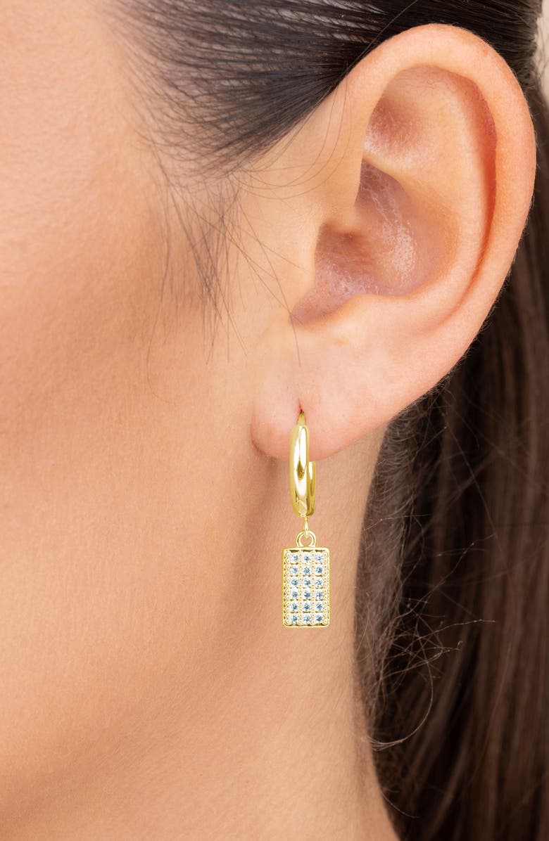 Sterling Forever Sybil Cubic Zirconia Rectangular Tag Drop Earrings, Alternate, color, Gold