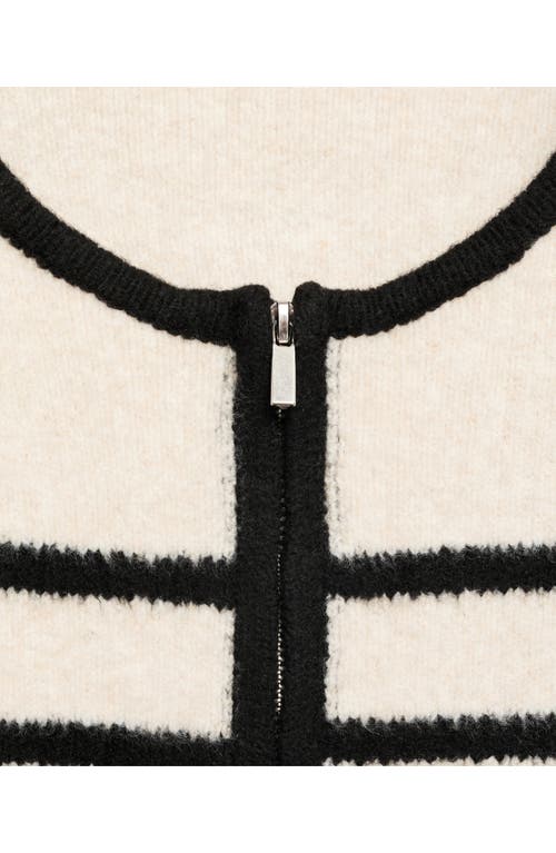 Mango Women's Striped Knitted Jacket In Ecru