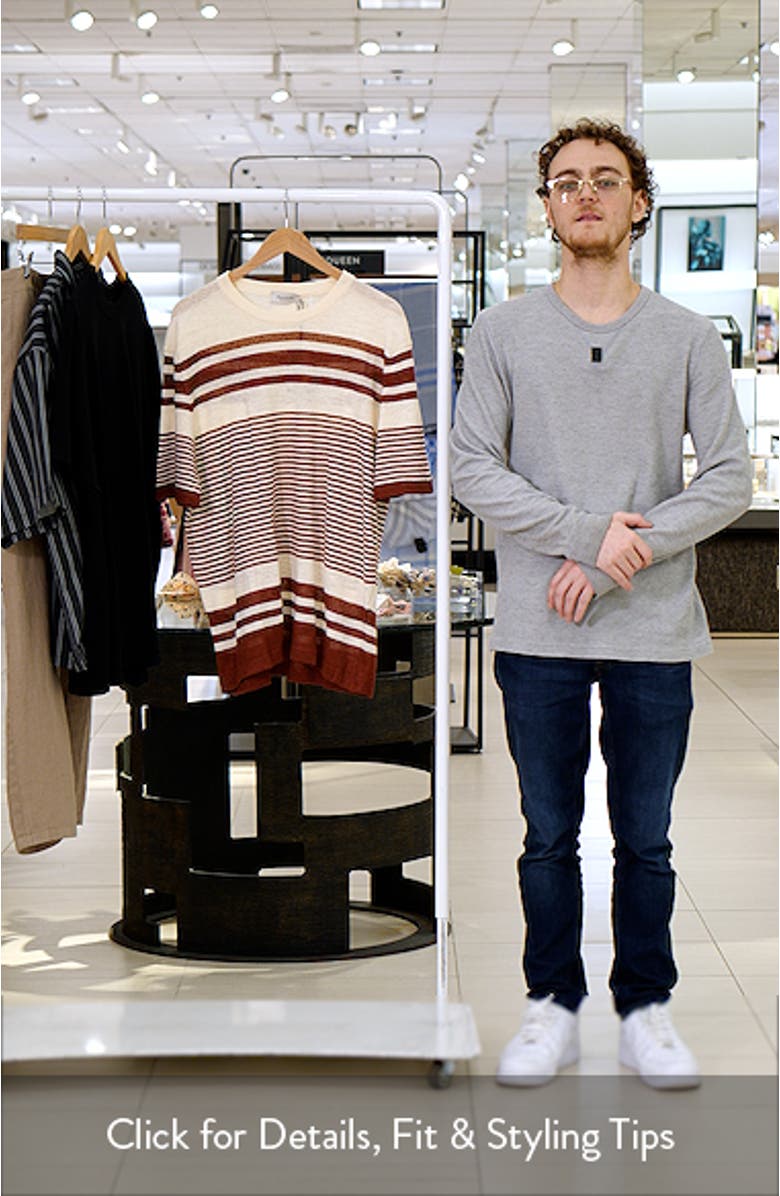 Stripe Short Sleeve Linen & Cotton Blend Sweater, sales video thumbnail