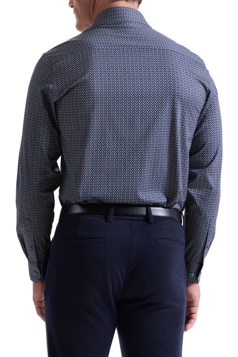 James OoohCotton® Diagonal Chevron Print Button-Up Shirt, Alternate, color, NAVY