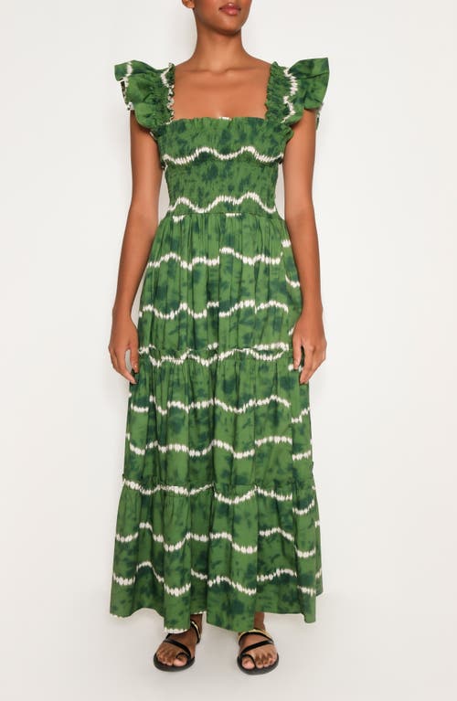 The Lulo Project Sunset Print Smocked Stretch Cotton Maxi Dress