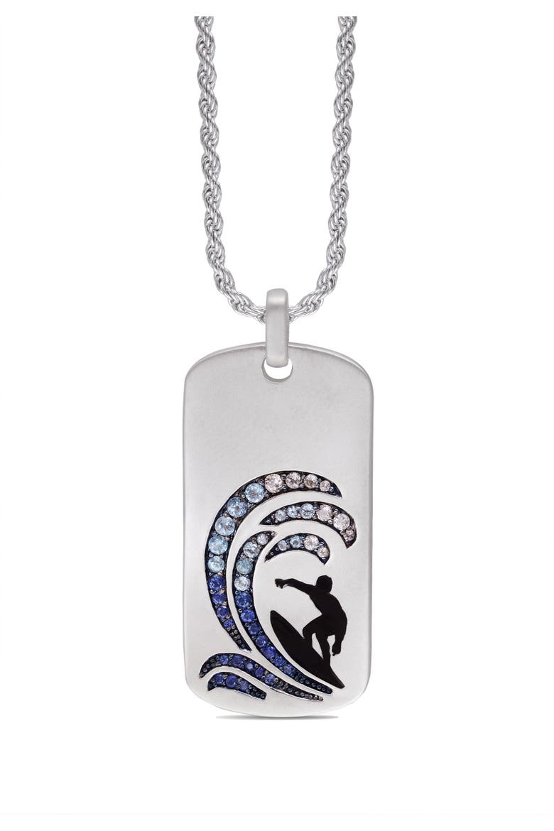 Surfer Paradise Sapphire & Topaz Silver Tag Necklace, Main, color, Silver