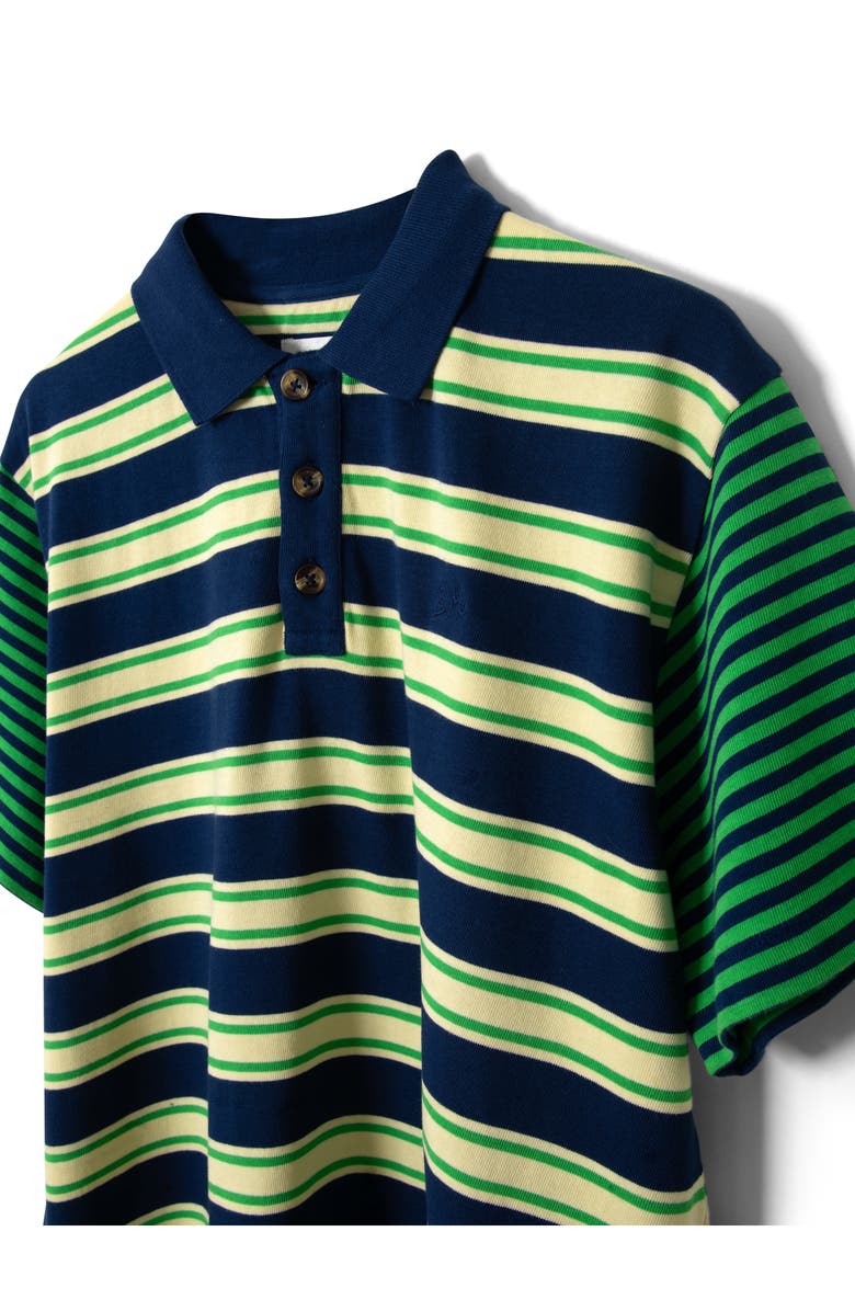 Damson Madder Zia Mix Stripe Rugby Polo, Alternate, color, Green Multi