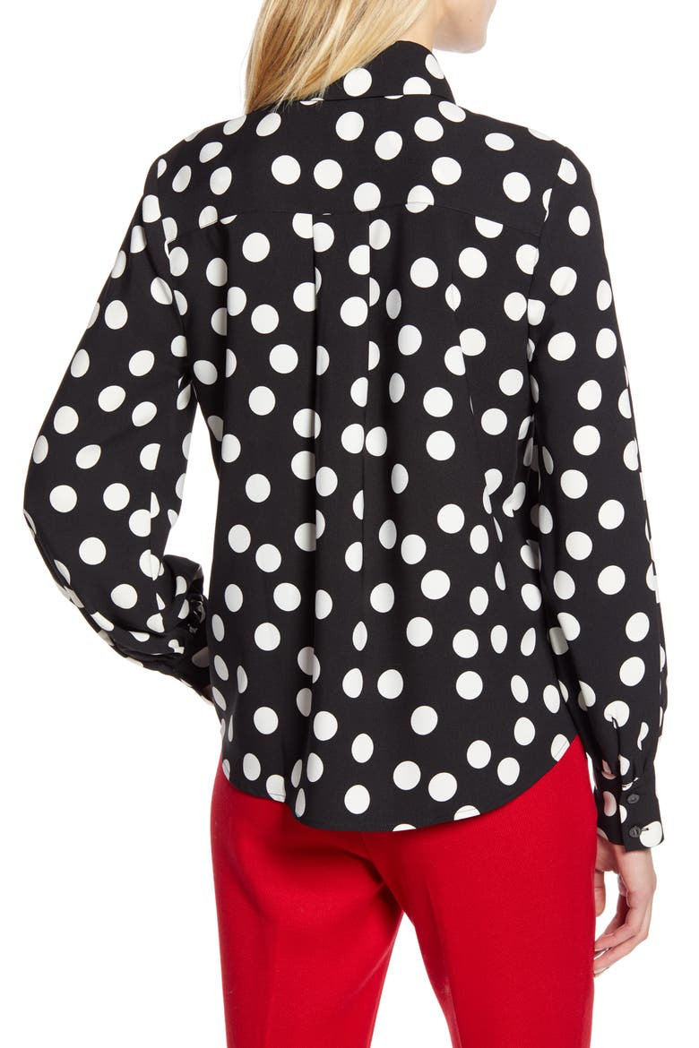 x Atlantic-Pacific Puff Sleeve Button-Up Shirt, Alternate, color, BLACK- IVORY DOTTY PRINT