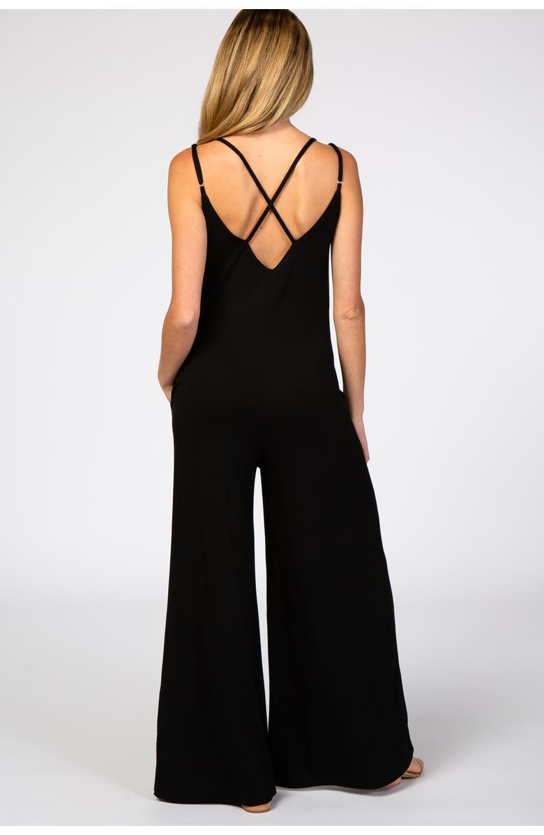 PinkBlush Cross Back Wide Leg Jumpsuit, Alternate, color, Black