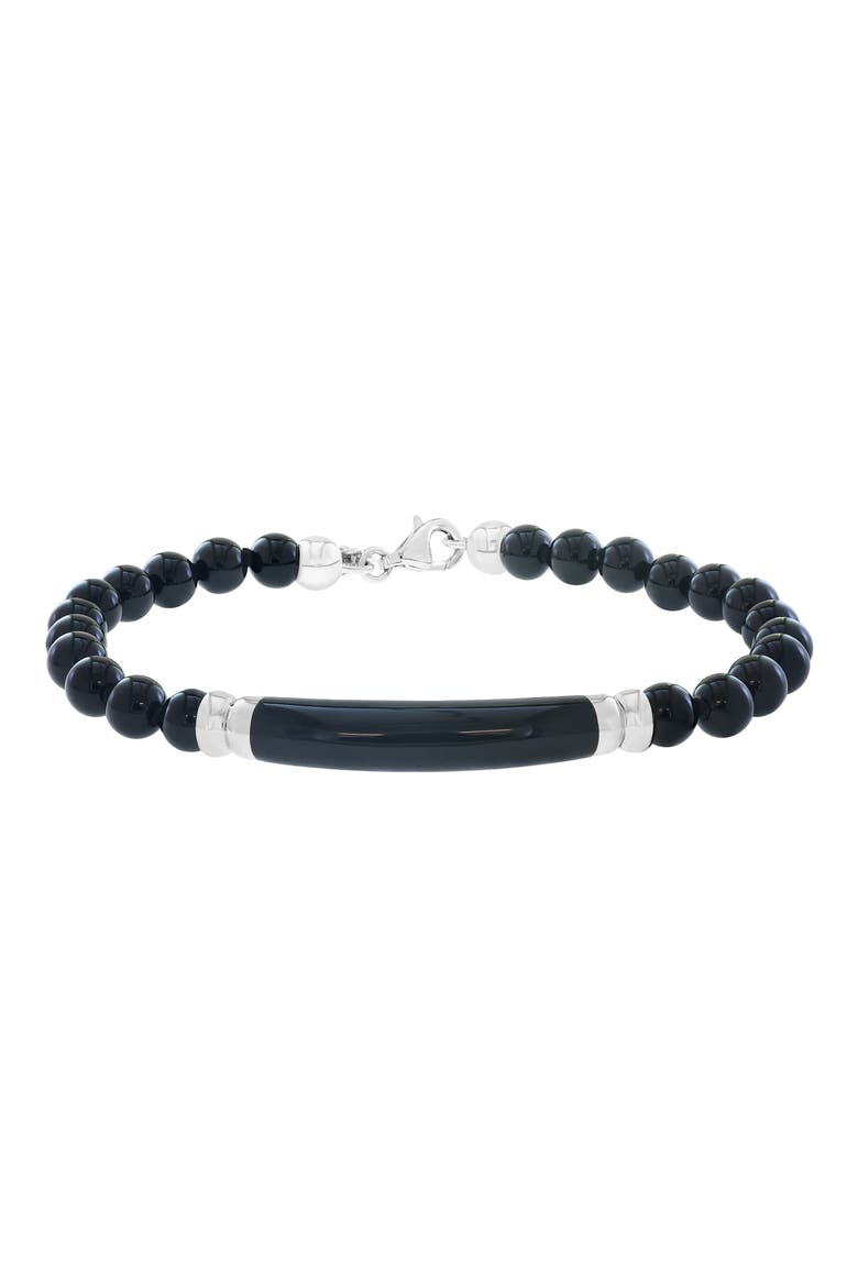Men's Onyx Beaded Bracelet, Main, color, BLACK