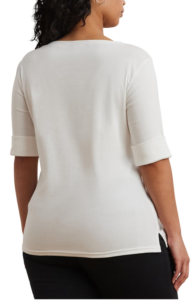 Lauren Ralph Lauren Boat Neck Top, Alternate, color, White