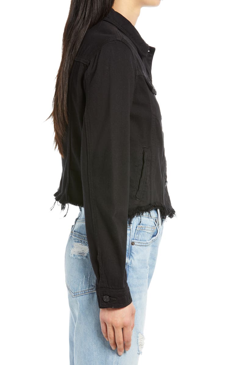 HIDDEN JEANS Fray Hem Denim Trucker Jacket, Alternate, color,