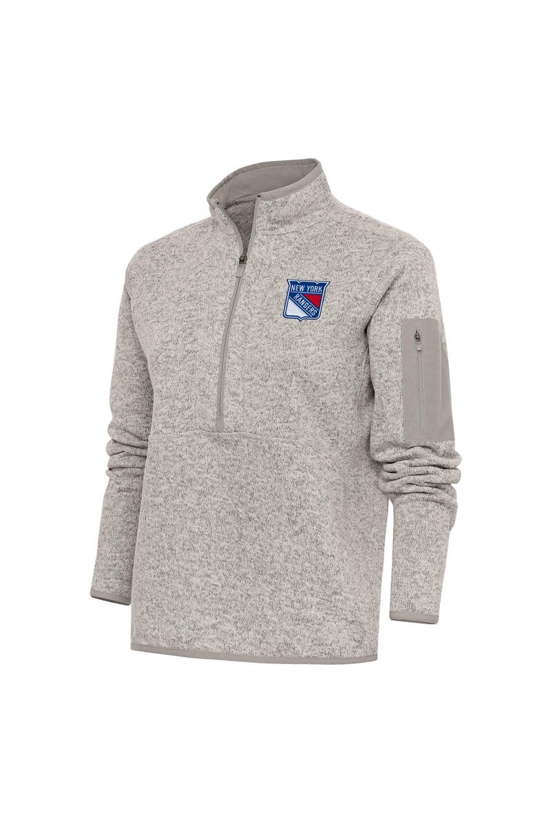 ANTIGUA Women's Antigua Oatmeal New York Rangers Team Logo Fortune Quarter-Zip Jacket, Main, color, Oatmeal
