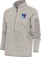 ANTIGUA Women's Antigua Oatmeal New York Rangers Team Logo Fortune Quarter-Zip Jacket