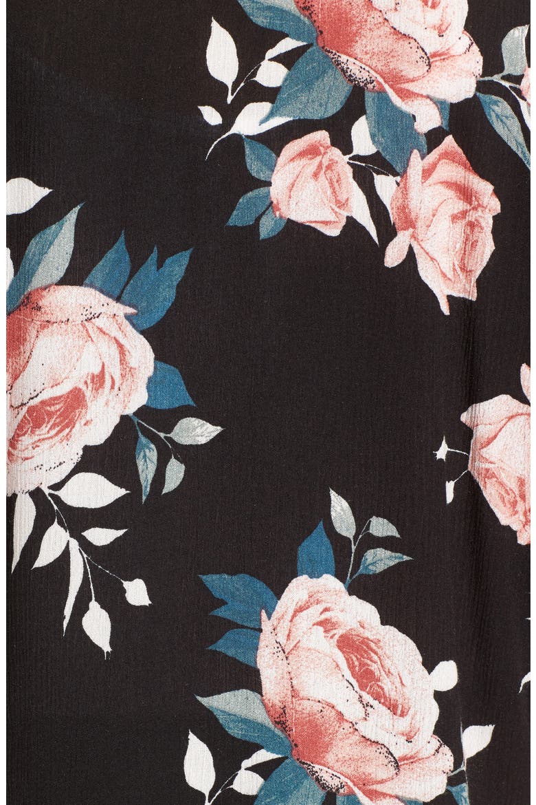 Rose Print Kimono, Alternate, color, BLACK