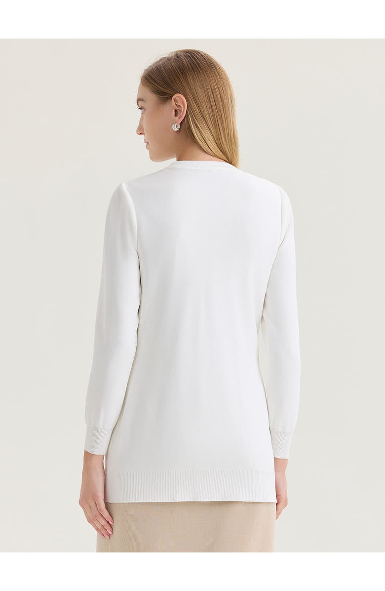 Misook Heritage Beaded Trim Flat Knit Cardigan, Alternate, color, White