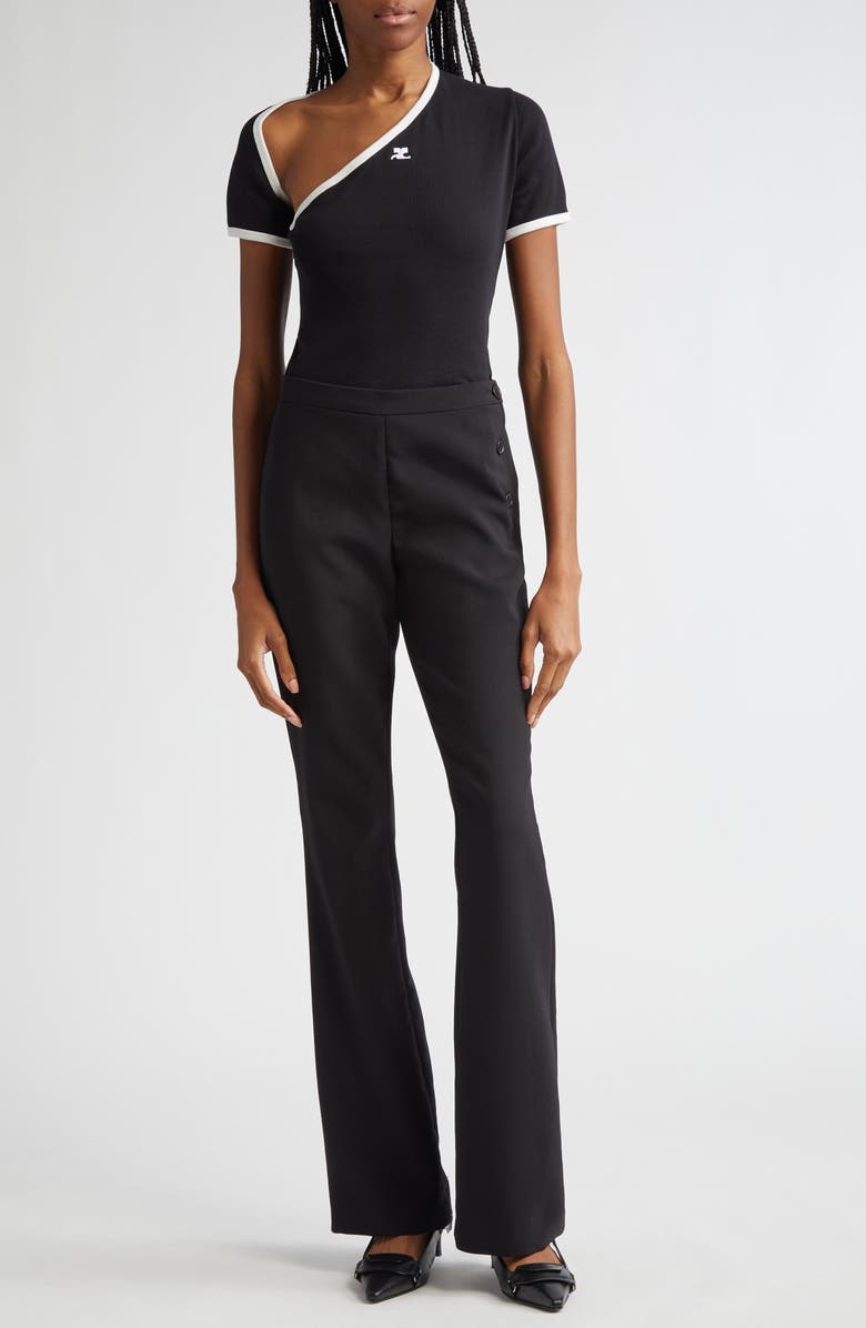 Courrèges Slash Cutout Contrast T-Shirt, Alternate, color, 