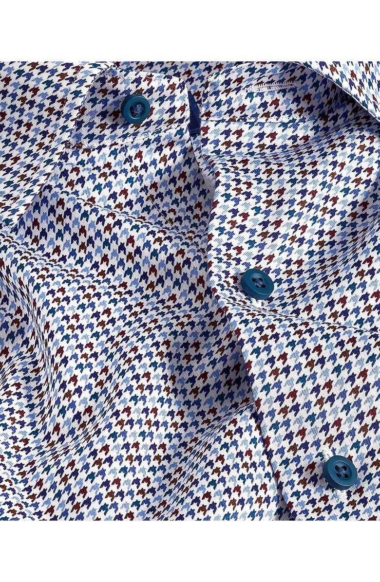 David Donahue Houndstooth Print Sport Shirt, Alternate, color, Blue/ Multi