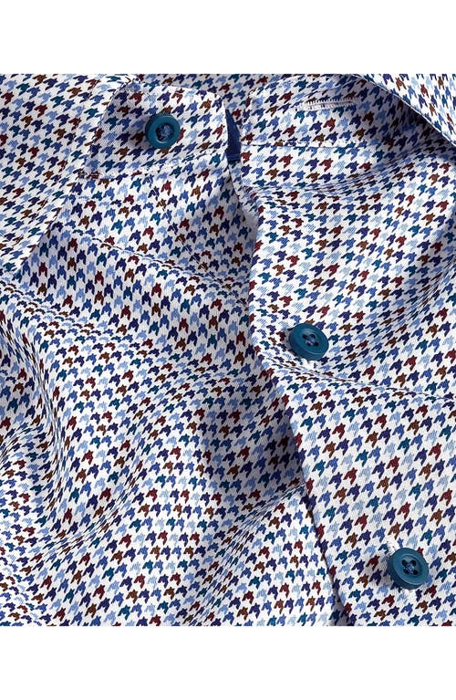 David Donahue Houndstooth Print Sport Shirt In Multi