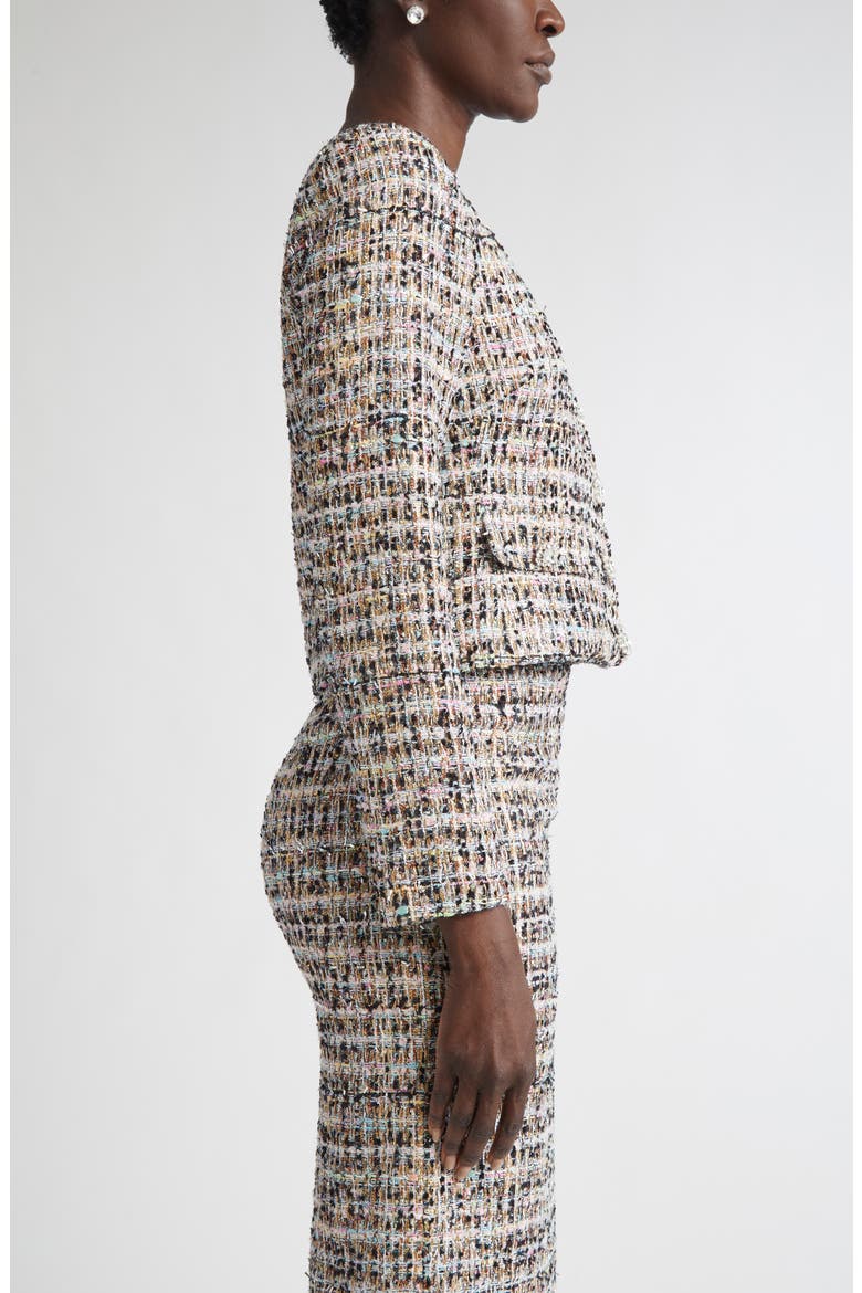 Metallic Tweed Jacket, Alternate, color, AQUA/ BLACK