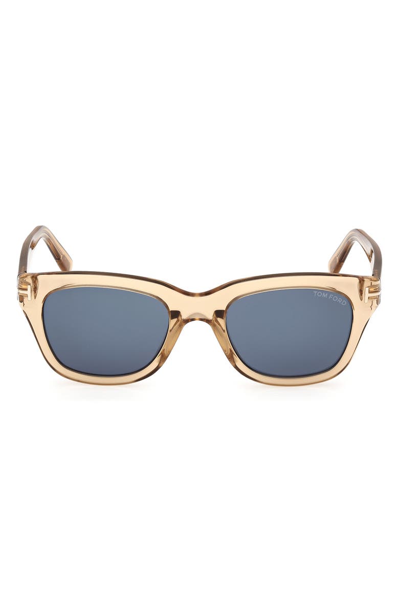 TOM FORD Snowdon 52mm Square Sunglasses, Main, color, Champagne / T Logo / Blue
