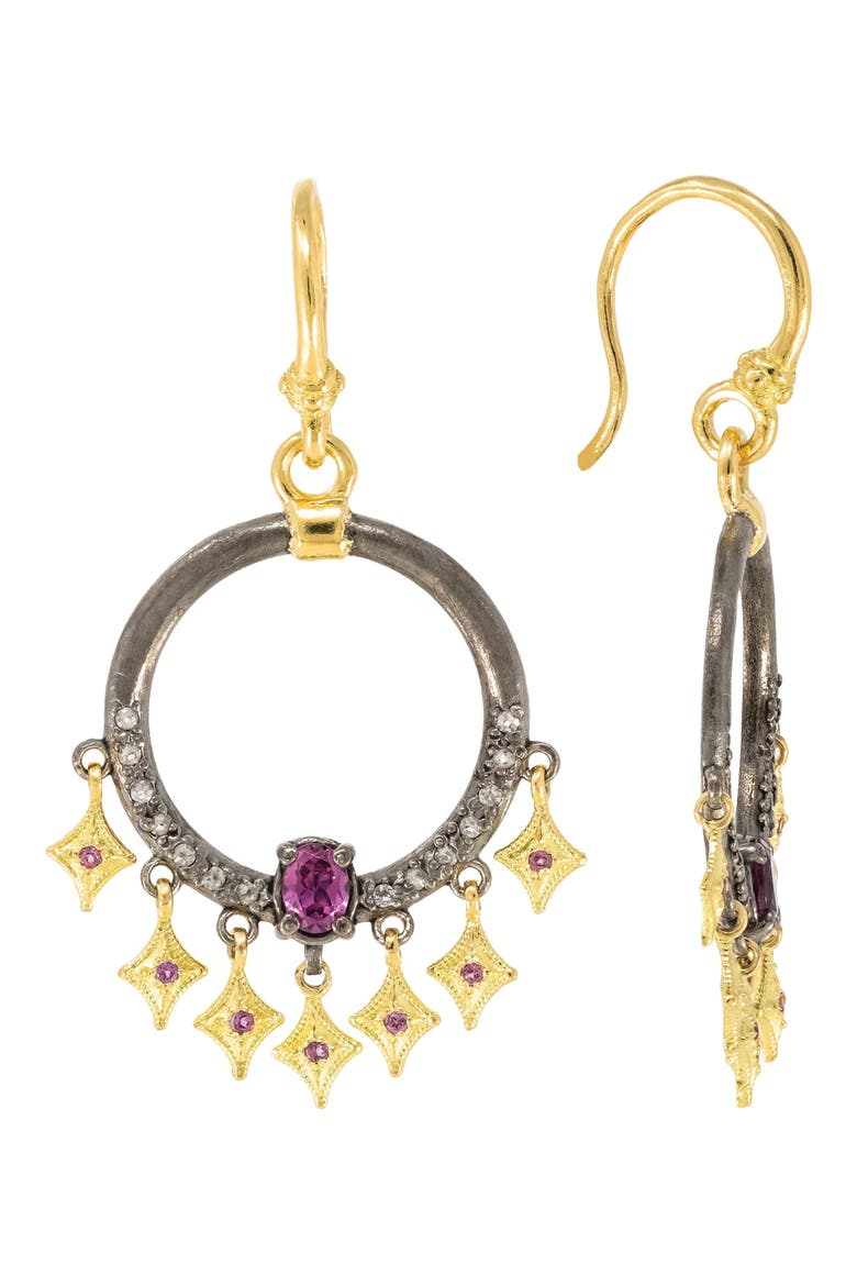 Garnet Chandelier Earrings, Main, color, PURPLE