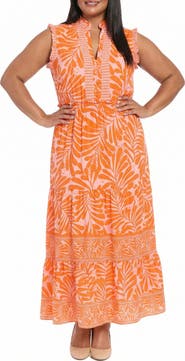 London Times Ruffle Sleeveless Tiered Maxi Dress