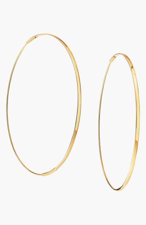 14K Gold Large Flat Magic Hoop Earrings