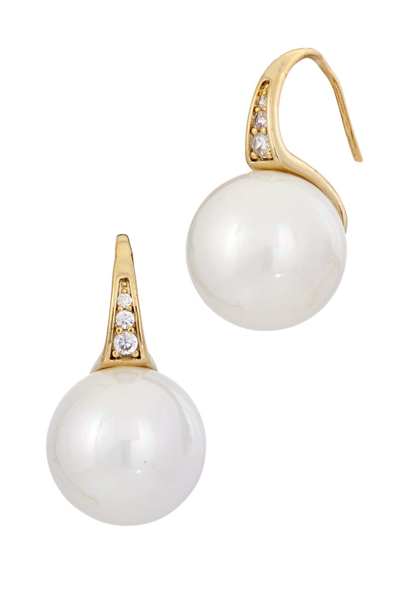 Cubic Zirconia & Mother-of-Pearl Drop Earrings, Main, color, YELLOW