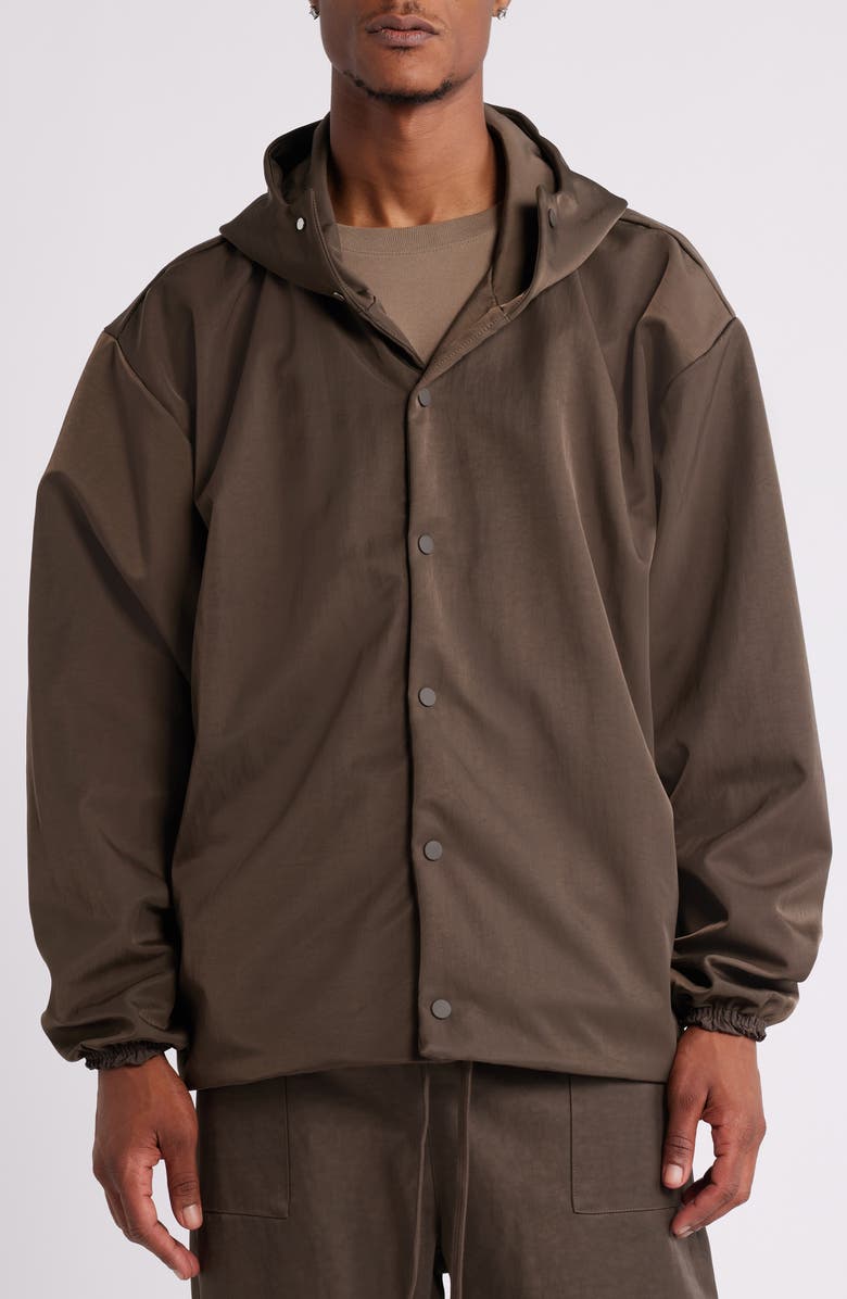 Fear of God Essentials Hooded Textured Nylon Coach's Jacket, Alternate, color, 