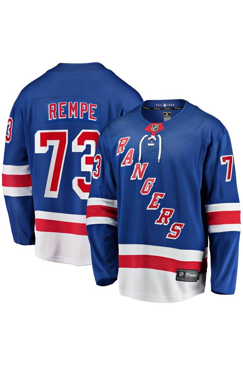 Men's Fanatics Matt Rempe Blue New York Rangers Home Breakaway Jersey, Main, color, Blue