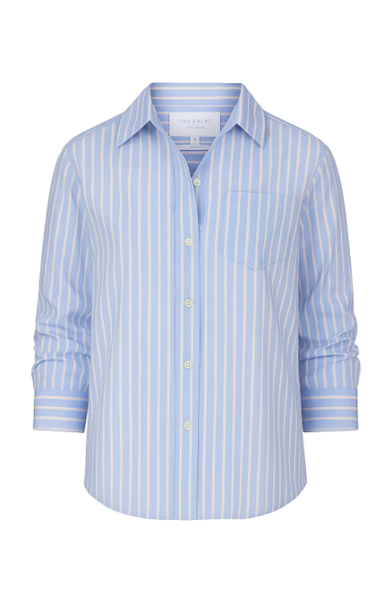 The Shirt by Rochelle Behrens The Washed Linen Shirt, Alternate, color, Pink/Tan Stripe