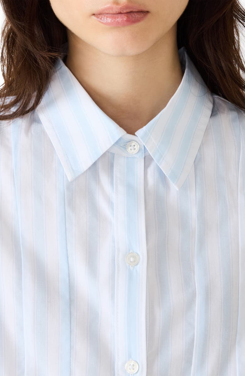 Steve Madden Porter Peplum Shirt, Alternate, color, Blue Multi Stripe