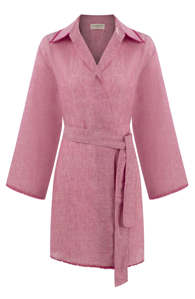 Labeca London Short Linen Mini Kaftan, Alternate, color, Pink