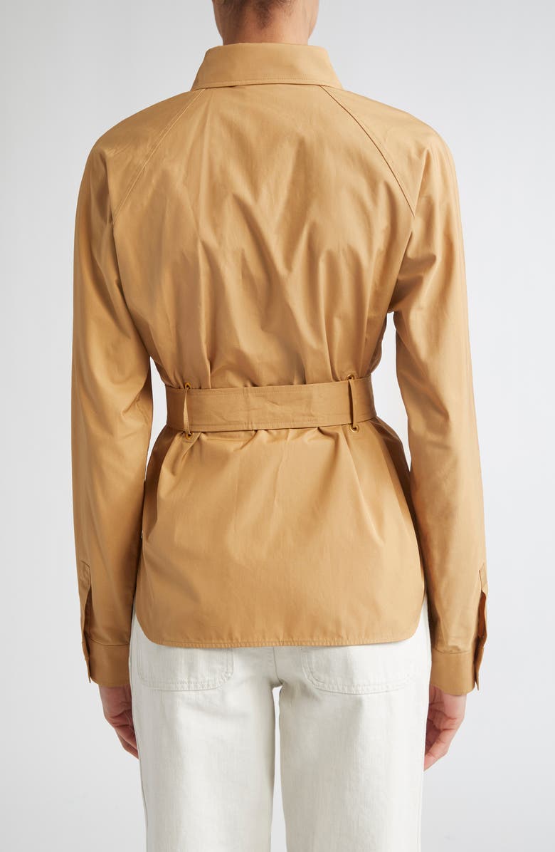 Max Mara Juglas Belted Button-Up Shirt, Alternate, color, Caramel