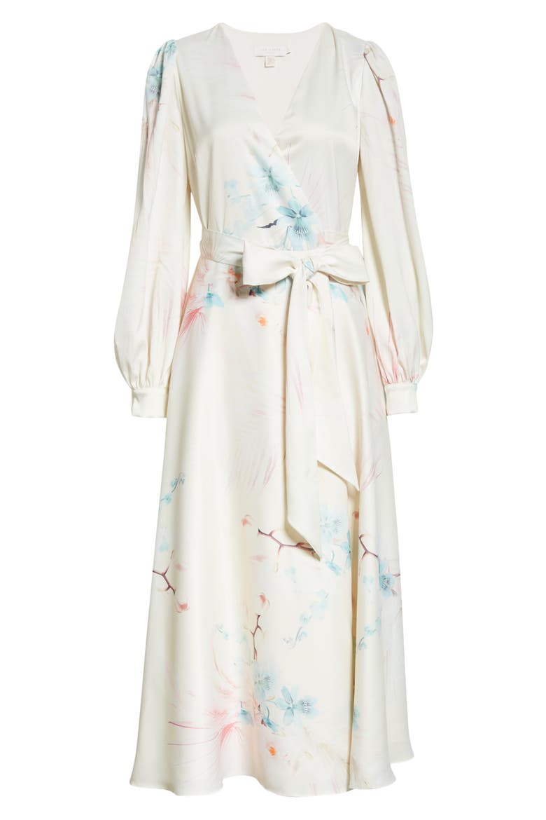 Floral Long Sleeve Maxi Dress, Alternate, color, NATURAL