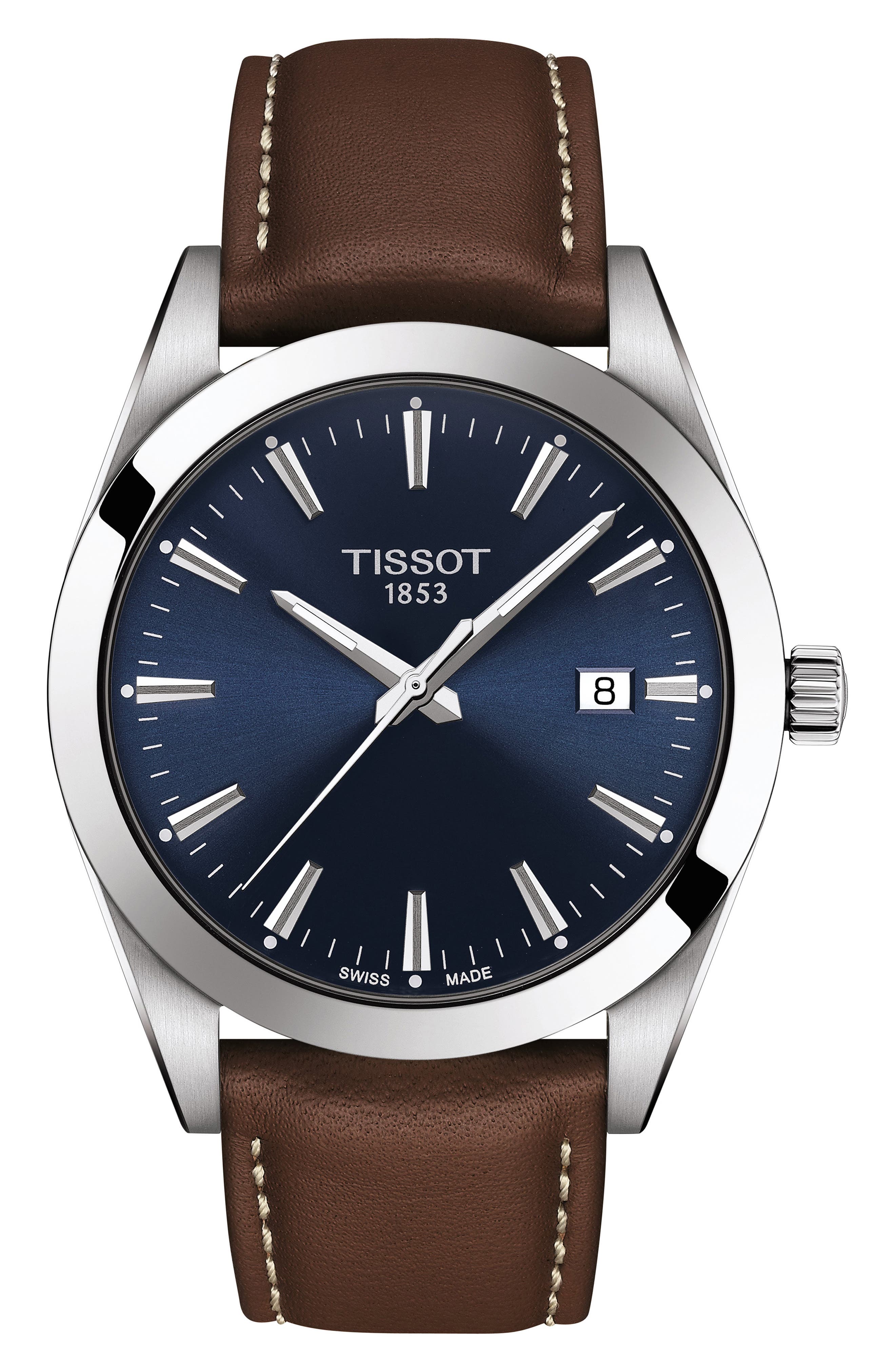 T-Classic Gentleman Leather Strap Watch, 40mm