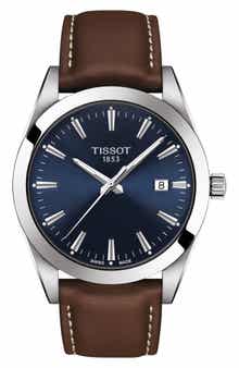 T-Classic Gentleman Leather Strap Watch, 40mm