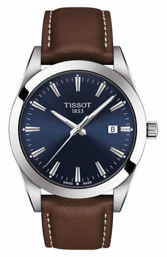 T-Classic Gentleman Leather Strap Watch, 40mm