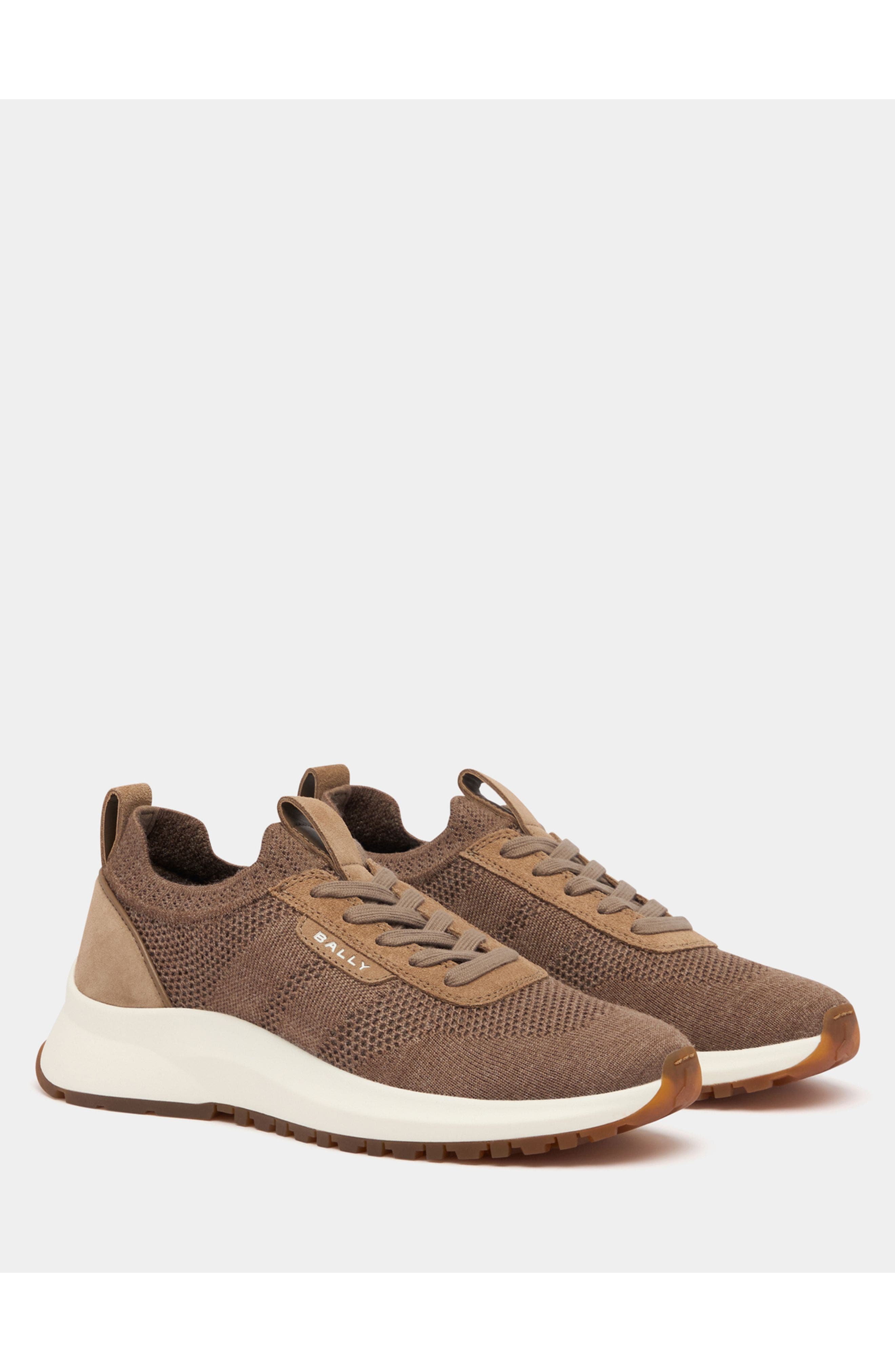 Bally Outline Sneaker in Leather Lined with Lambsfur, Alternate, color, Brown